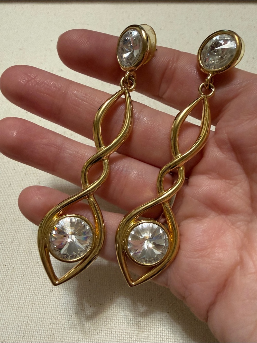 Vintage Bijoux New York Designs 1980s Rhinestone Statement Earrings